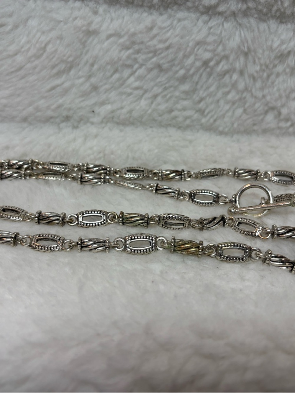 Vintage Premier Designs Silver Tone Detailed Open Link / Twisted Barrel Necklace - Picture 2 of 8